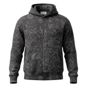 YPB neoKNIT MAX Mens Bandana Paisley Hoodie Black Grey Large Streetwear Pullover